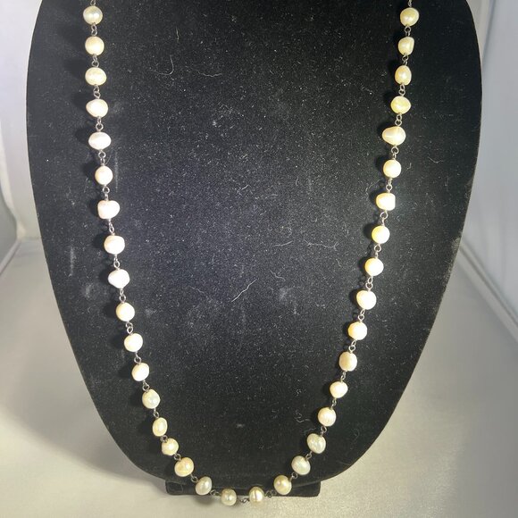 Silpada Sterling Silver Pearl Necklace Flirty 32" Long Retired - Picture 5 of 7
